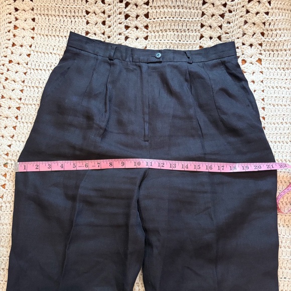 Talbots Vintage Irish Linen Black High-Rise Pleated Trousers Size 6 - altered - Picture 8 of 16